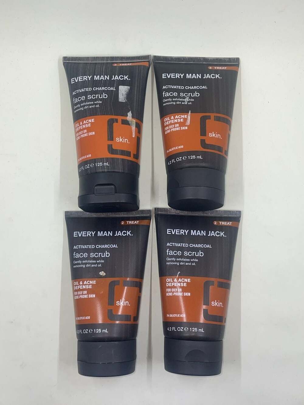 Every Man Jack Activated Charcoal Face Scrub Oil & Acne Defense 4.2 oz - 4 Pack